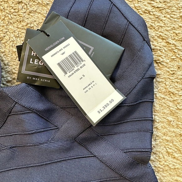 Herve Leger ari steel blue bodycon dress NWT original price 1350$ - Picture 4 of 7
